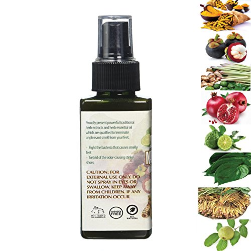 Shoes Deodorizer | Natural Spray for Stinky Foot Odor Eliminator | 18 Thai Herbs,Fight Bacteria,Fungi causing Smelly feet | Athlete's foot