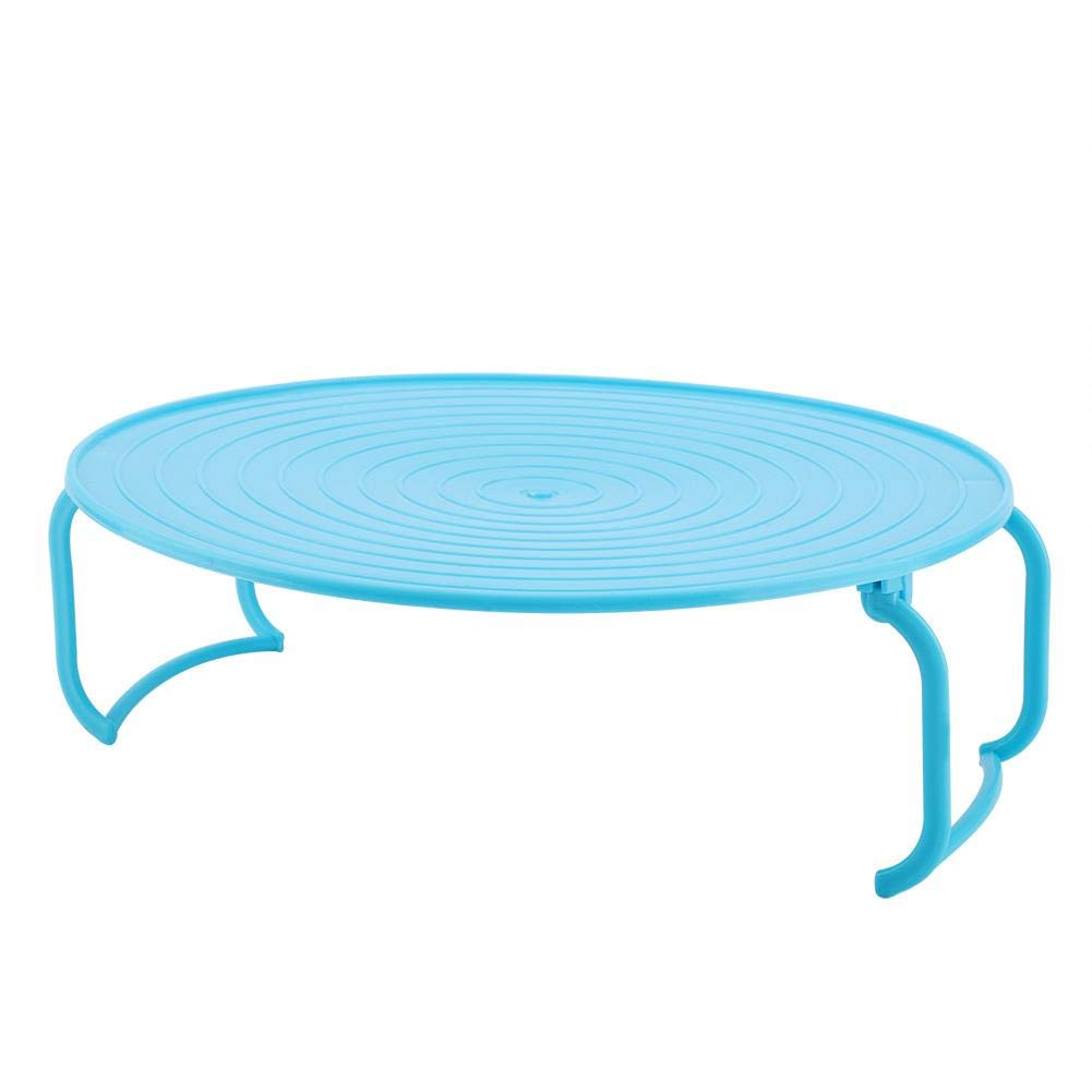 TOPINCN Microwave Oven Heating Rack Multi-Functional Plastic Folding Layered Steaming Cooking Tray Holder Organizer Kitchen Gadget(Blue)