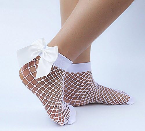 Amazon Img製作所 網ソックス リボン付き 白 白 ホワイト ホワイト レディース 1ペア2足セット 網 タイツ ネット ショート Socks 靴下 可愛い フリル 網靴下 セクシー 靴下 通販