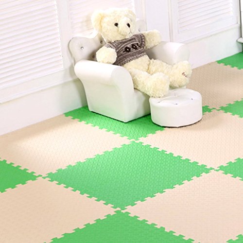 Homgrace Interlocking Floor Mat, EVA Foam Puzzle Tiles, Protection Mats, Children’s Soft Foam Eva Play Mats Gym, Play Area, Exercise, Yoga (Green)