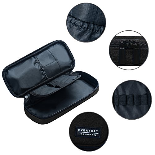 Large Pencil Case Pencil Bag with Zipper Pencil Pouch for boys & girls (black)