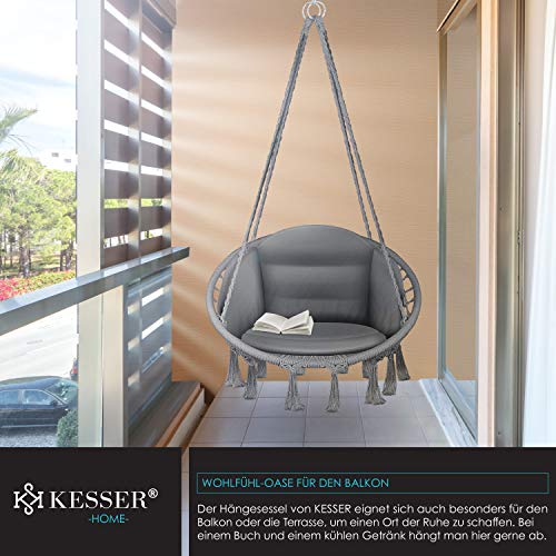 KESSER® Hängesessel mit Kissen - Chill Hängestuhl zum Aufhängen für Erwachsene & Kinder Hängematte bis 150 kg Hängesitz… – Bild 7