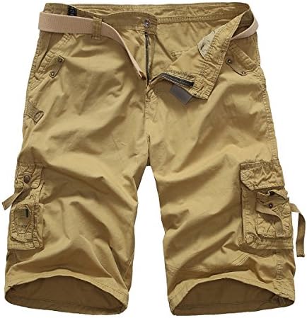 Men's Casual Multi Pocket Cargo Shorts (32, Khaki)