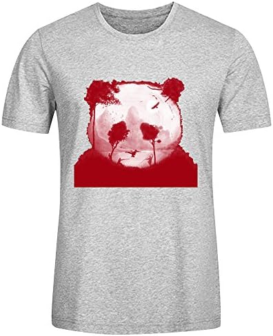 Perfectby Mens Short Sleeve Comfot kungfu panda T Shirts Grey
