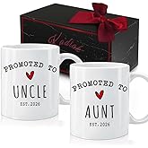 Kadiak Promoted to Aunt & Uncle Coffee Mugs Set 2026, Pregnancy Announcement Mug Gift for Aunt Uncle, Baby Reveal Publicity Mugs Gift, Pregnancy Reveal Gifts, Baby Shower Gifts
