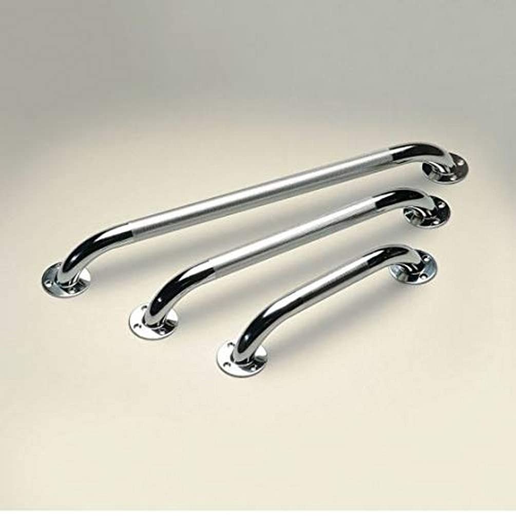 Homecraft Chrome Plated Steel Grab Rail, Bars with Indented Grip, 61 cm/ 24 inch, Provides Security and Maximum Stability, Mounts to Wall