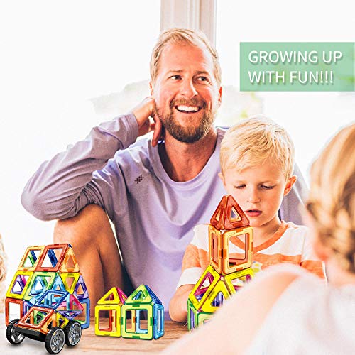 Brightown Magnetic Blocks Building Set for Kids, Magnetic Tiles Educational Construction Toys for Boys and Girls with Giftbox, 92 Pieces