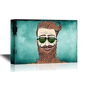 Beard Art Canvas Wall Art - Man with Long Beard - Gallery Wrap Modern Home Art | Ready to Hang - 12x18 inches
