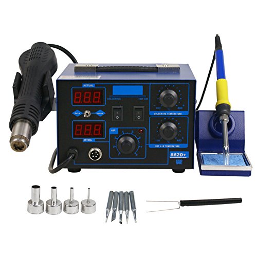 2in1 862d+ SMD Hot Air Rework Station Soldering Iron Station LED Display W/4 Nozzle 110V New Version