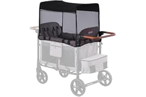 SeedFuture Mosquito Net Cover for W4 Stroller Wagon, Mosquito Net Compatible with WONDERFOLD W4 Black
