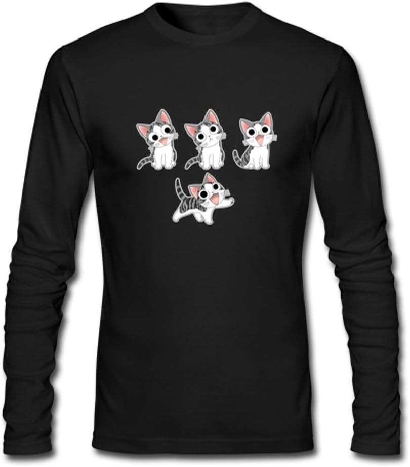HJGBEDS Boy Mens Cartoon Chi's Sweet Home Cute Cat Long Sleeve Tshirt Tee