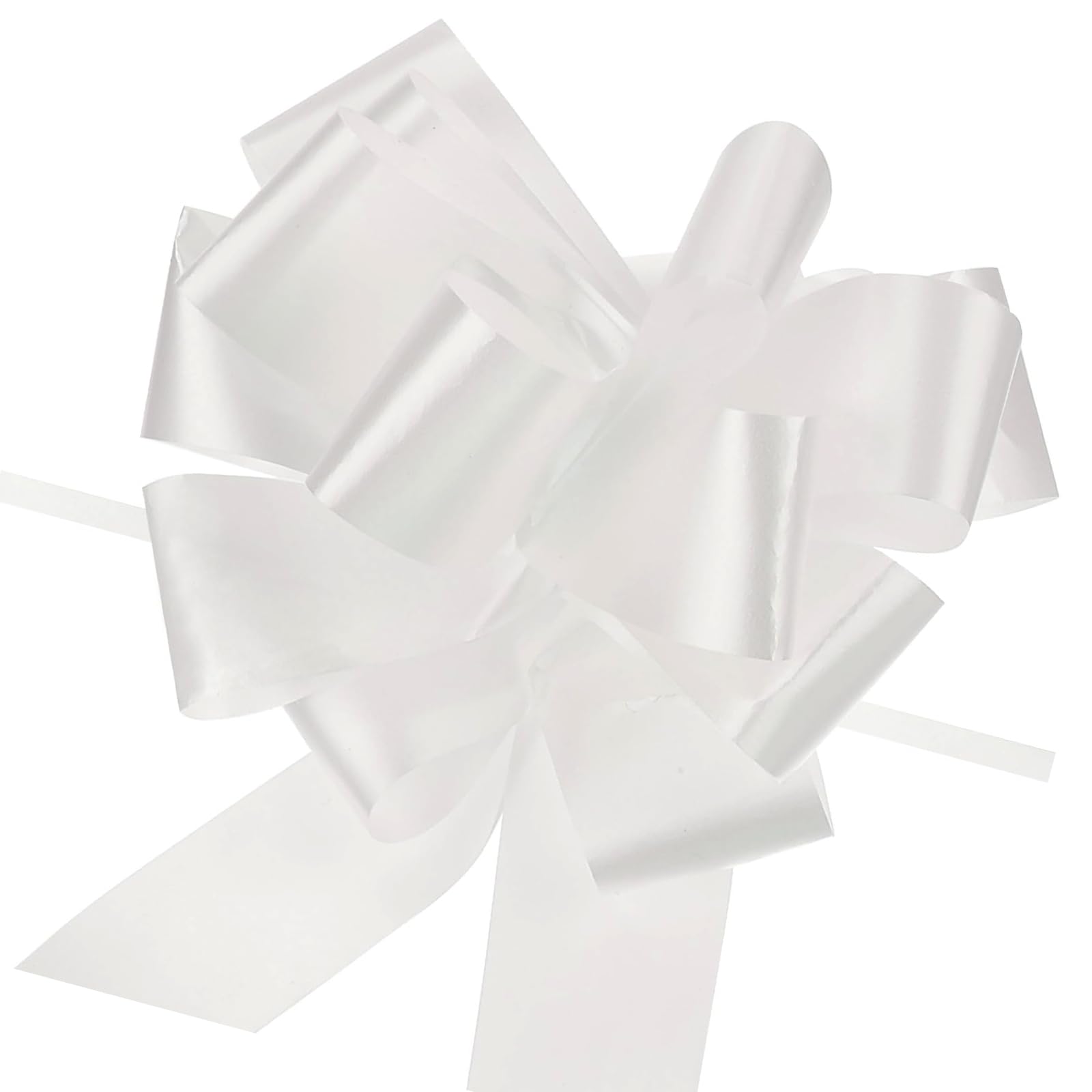 MACHSWON 20pcs 5 Inch White Pull Bow Big Gift Bows Solid Color Plastic Flower for Wedding Car Baskets Presents Christmas Party Decoration