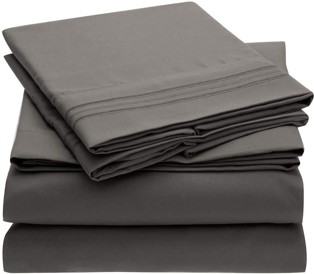 ComfyWell Super King Duvet Set - Plain Duvet Cover Sets Bedding Quilt Cover Super King Size Bed with 2 Pillowcases Zipper Closure-Ultra Soft Brushed Microfiber.(Super King(220x260cm), Grey)