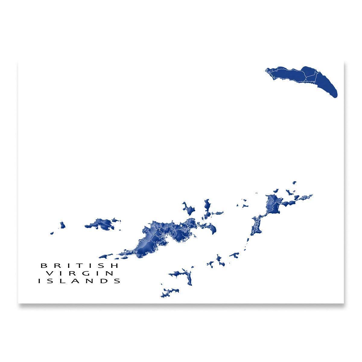 Amazon.com: British Virgin Islands Map Art Print 8x10, BVI, Tortola ...