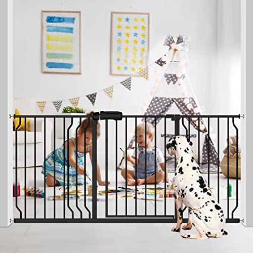 Extra Wide Baby Gate Black 57.562 Inch Wide, Walk Through Pressure