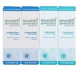 Seventh Generation Boost - Clearing Skin Serum, 1.5 Ounce & Hydrating Skin Serum, 1.5 Ounce 4 Pack Bundle