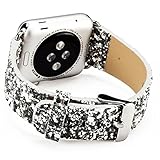 MIFFO Apple Watch Band 38mm iWatch Strap Extreme Deluxe Glitter Shiny Bling PU Leather Bracelet Wristband for Apple Watch Series 3, Series 2, Series 1, Sport Edition