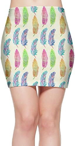 Lady Bottom Mini Skirt Knit Watercolor Tribal Feather