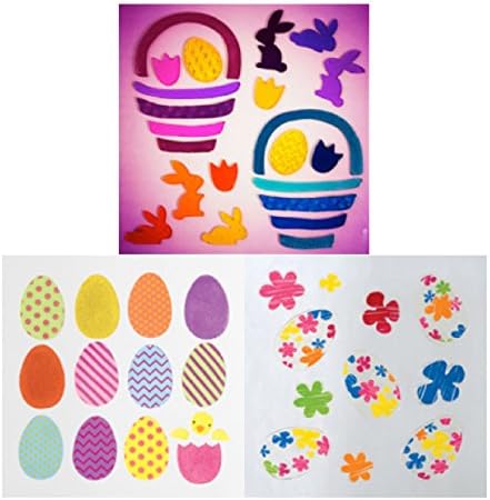 GelGems Window Clings for Easter: Ombre, Patterned and Crayon FlowerEggs Eggs, 3-Piece Gift Set