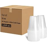 Karat [12oz - 2,000 ct] 95mm Translucent PP Plastic U-Rim Disposable Cups, Designed for Sealing Films (C1010)