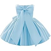 IDOPIP Flower Girl Bowknot Tutu Dress for Kids Baby Princess Wedding Bridesmaid Birthday Party Pageant Baptism Dresses 6M-10T