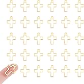UNICRAFTALE 30Pcs Hollow Cross Charms Stainless Steel Charms Cross Pendants Easter Charms Golden Charms Punk Charms for Jewelry Making Crafting Accessory for DIY Necklace Bracelet Earrings