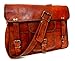 Firu-Handmade 15 inches Brown Leather Crossbody Laptop Messenger Bag Computer Satchel Vintage Handmade Bags for Men and Women
