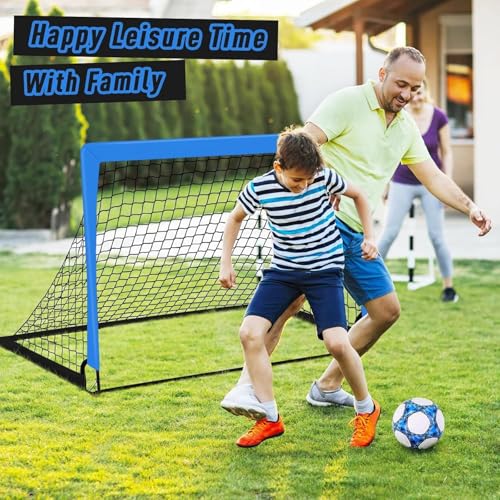 MIAOKE 1/2 Pcs Portable Soccer Goal of 4X3 FT for Backyard, Portable Football Goal Training Equipment with Football Cones, Carry Bag, Practice Net for All Ages Games, Sports