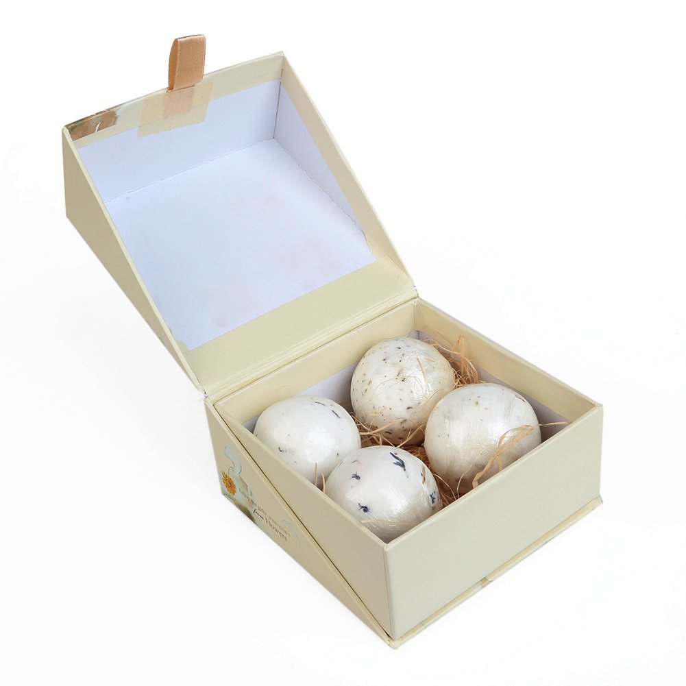 Xiujanet 4 Handmade Bath Bombs Gift Set,Birthday Gift- Floral Fragrances All Natural with Sea Salt and Essential Oils,Soften & Restore Skin -For Relaxing & Luxurious Baths