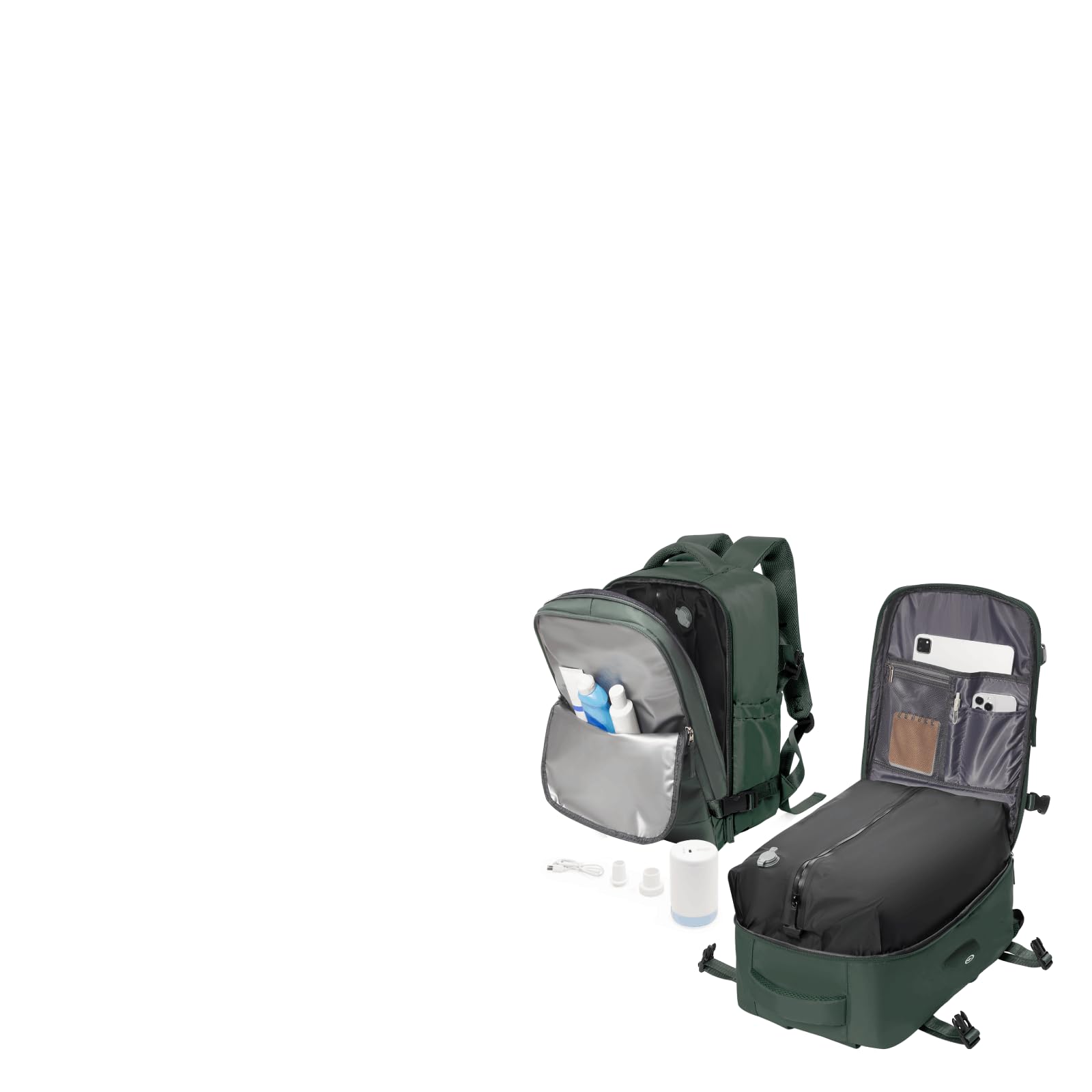 Photo 1 of ***CHECK CLERK NOTES*** Vacuum Backpack Travel Compression Bags with Air Pump for Carry On Luggage Seal Backpack for Men Waterproof 18x14x8 inches Personal Item Travel Bag with Vacuum Compression for Women - Green