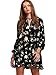 Milumia Women's Bohemian Long Sleeve Floral Print Tunic Dress