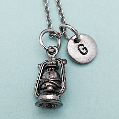 Lantern necklace, lantern charm, camping necklace