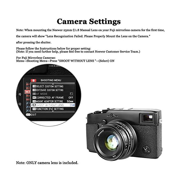 Neewer 25mm f / 1.8 Manueller Fokus haupt fixierte Objektiv für Fujifilm APS C Digital Mirrorless Kameras XPro2 XE3 XH2… – Bild 5