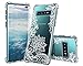 Lontect for Galaxy S10 Plus Case Slim Bumper Cushion Clear Soft Flexible TPU Frame + Hard PC Back Transparent Scratch Resistant Cover Case for Samsung Galaxy S10 Plus, White Lace Flower