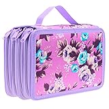 Samaz 72 Slot Pencil Case, Large Capacity Portable Colored Pencil Holder Pen Bag Pouch for Artist Student (Purple)
