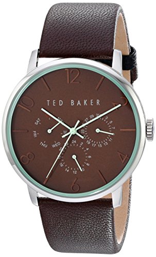 Ted Baker Men's 10023496 Stainless Steel Watch with Brown Leather Band