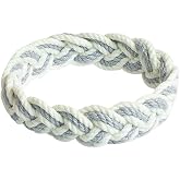 World End Imports Gray and White Cotton Sailor Knot Bracelet (Large)