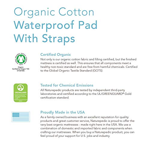 Naturepedic Organic Waterproof Protector Pad with Straps - Twin -Beige  38"x 75" (Certified Refurbished)