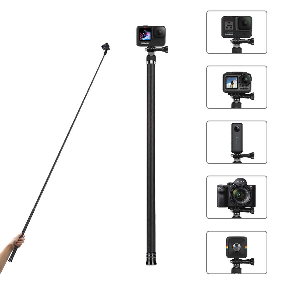 106"/2.7M Long Carbon Fiber Selfie Stick for Go Pro, Extendable Handheld Pole Monopod for Hero 12 11 10 9 8 7 6 5 Black DJI OSMO Action Camera Insta 360 Cam & Other Action Cameras