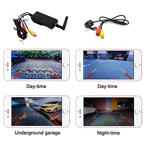 CarBoss Car Backup Camera Waterproof Wireless Realtime WiFi Video Transmitter Receiver Night Vision for iPhone/iPad and Android System Support iPhone IOS Above 4.3 and Android Above 2.2