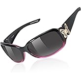 TJUTR Polarized Sunglasses for Women with Wrap Around Butterfly Design, Trendy Jackie-O Style for UV400 Protection