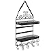 Black Metal Scrollwork 2 Tier Earring / Necklace / Bracelet / Cosmetics Hanging Organizer Shelf Rack