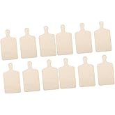 NUOBESTY 12 Pcs Unfinished Wooden Cutting Board with Handle Mini Bread Cake Chopping Boards Fruit Serving Paddle Trays Wooden