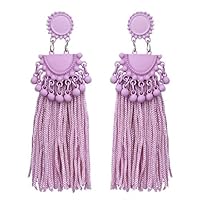 Kofun Earrings, Bohemian Metal Tassel Wedding Party Earrings Women Long Vintage Jewelry Earrings Purple