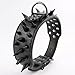 Berry Pet Sharp Spiked Studded Dog Collar - Stylish Leather Dog Collars - 2 Inch in Width Fit for Medium & Large Dogs - Such as Pitbull Mastiff - Black Rivets & Black Leather,19-22