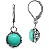 Silvershake Genuine or Created Stones 925 Sterling Silver Filigree Leverback Drop Dangle Earrings Jewelry for Women