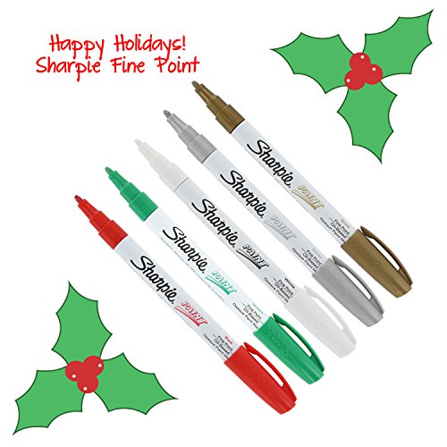 UPC 617629617801, Sharpe Oil-Based Paint Markers, Fine Point, Pack of 5 - Christmas Holiday Colors