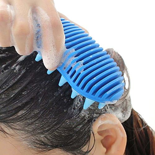 SPORTWIN Ultra Soft Silicone Scalp Massage Shampoo Brush Hair Head Scalp Boby Bath Messager Washing Comb Brush (Blue)