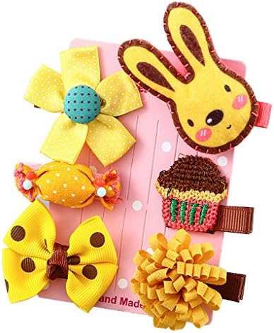 Baby Girls Hair Bows,Cartoon Rabbit Alligator Clips Hairband for Infant Toddler Kids Set of 6 Gril Hair Accessories Set