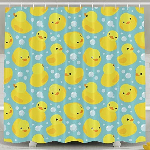3D Cartoon Animal Cute Duck Mildew Resistant Anti-Bacterial PEVA Waterproof,opaque,hanging Ring Clear - Non Toxic,Eco-Friendly,No Chemical Odor